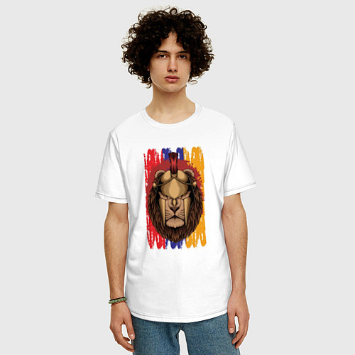 Мужская футболка оверсайз Lion Sparta / Белый – фото 3