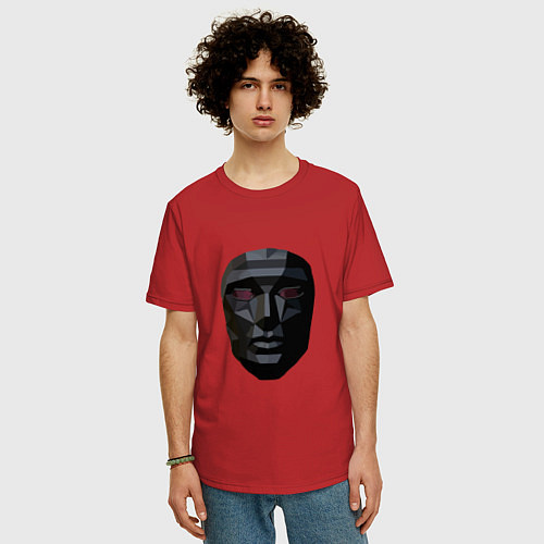 Мужская футболка оверсайз Boss Mask / Красный – фото 3