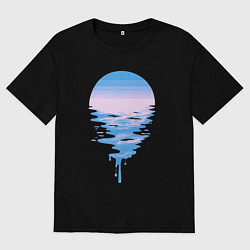 Футболка оверсайз мужская Луна море, цвет: черный