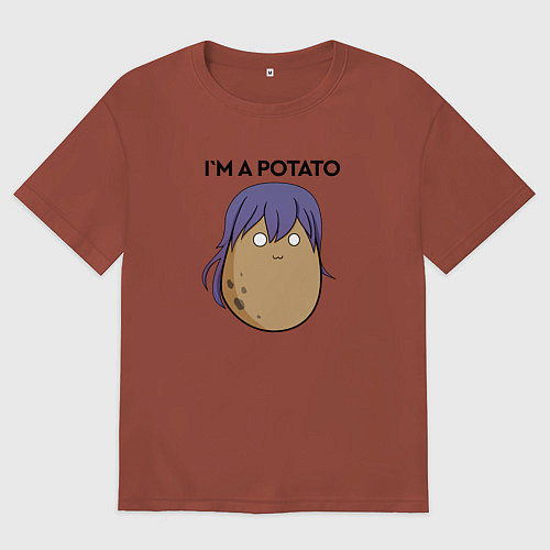 Мужская футболка оверсайз Luni - Im a potato / Кирпичный – фото 1
