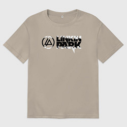 Футболка оверсайз мужская Линкин Парк Лого ЧБ Рок Linkin Park, цвет: миндальный