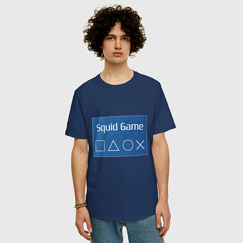 Мужская футболка оверсайз Squid Gamer / Тёмно-синий – фото 3