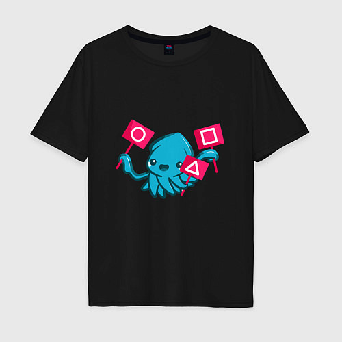 Мужская футболка оверсайз Blue Squid / Черный – фото 1