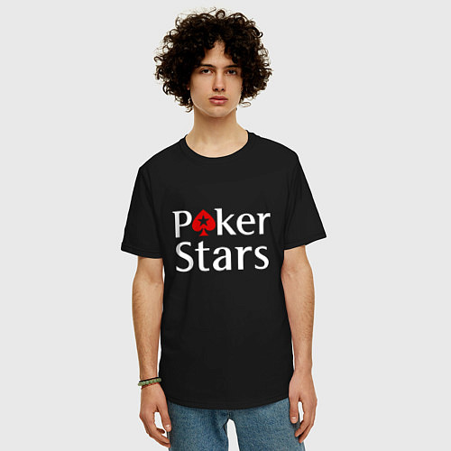 Мужская футболка оверсайз PokerStars логотип / Черный – фото 3