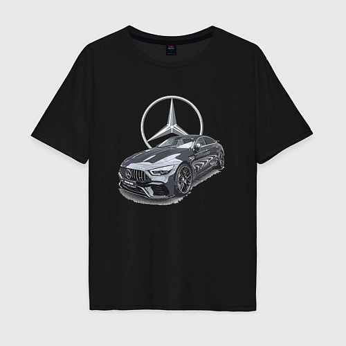 Мужская футболка оверсайз Mercedes AMG motorsport / Черный – фото 1