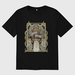 Футболка оверсайз мужская Бог славянский, цвет: черный
