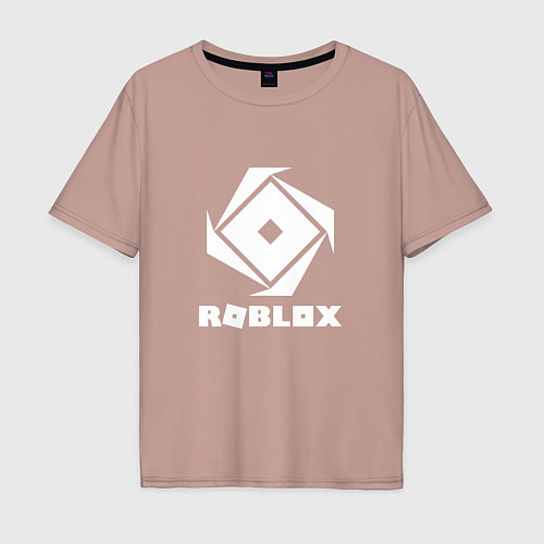Мужская футболка оверсайз ROBLOX WHITE LOGO / Пыльно-розовый – фото 1