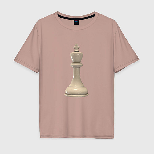 Мужская футболка оверсайз Шахматная фигура Белый король / Пыльно-розовый – фото 1