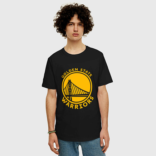 Мужская футболка оверсайз Golden state Warriors NBA / Черный – фото 3