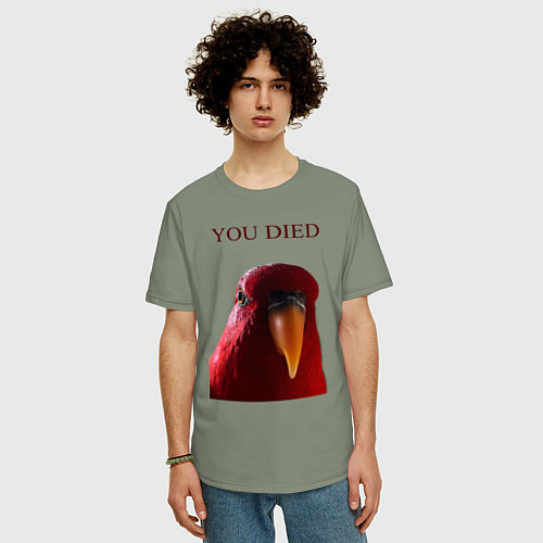Мужская футболка оверсайз Красный попугай / Авокадо – фото 3