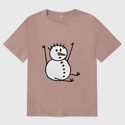 Футболка оверсайз мужская Снеговик в дудл-стиле, цвет: пыльно-розовый