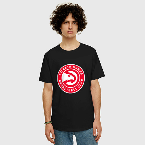 Мужская футболка оверсайз Атланта Хокс логотип / Черный – фото 3