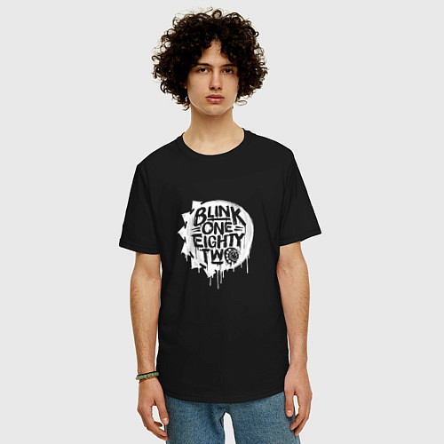 Мужская футболка оверсайз Blink 182, логотип / Черный – фото 3