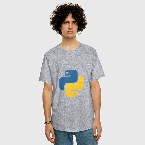 Мужская футболка оверсайз Python язык / Меланж – фото 3