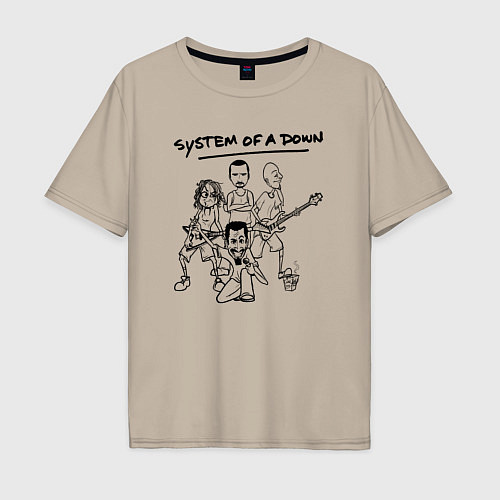 Мужская футболка оверсайз Арт на группу System of a Down / Миндальный – фото 1