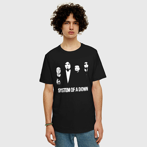 Мужская футболка оверсайз Состав группы System of a Down / Черный – фото 3