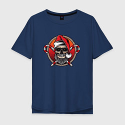 Футболка оверсайз мужская Skull Santa, цвет: тёмно-синий