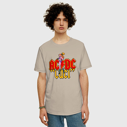 Мужская футболка оверсайз ACDC JUCL / Миндальный – фото 3