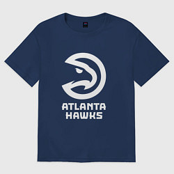 Футболка оверсайз мужская Атланта Хокс, Atlanta Hawks, цвет: тёмно-синий