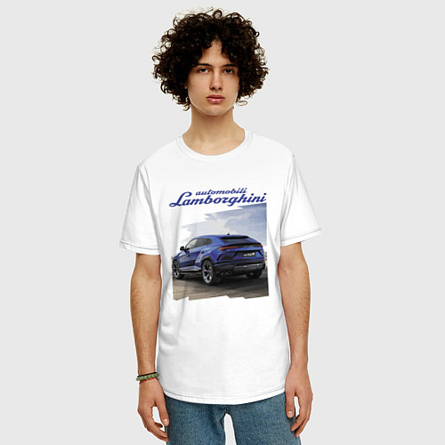 Мужская футболка оверсайз Lamborghini Urus Sport / Белый – фото 3