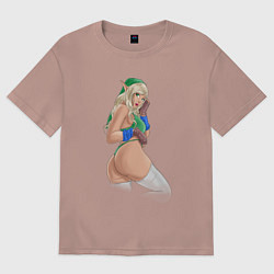 Футболка оверсайз мужская Link girl from Legen of Zelda, цвет: пыльно-розовый