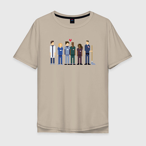 Мужская футболка оверсайз SCRUBS pixels / Миндальный – фото 1