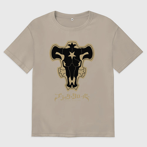 Мужская футболка оверсайз Черный Бык / Миндальный – фото 1