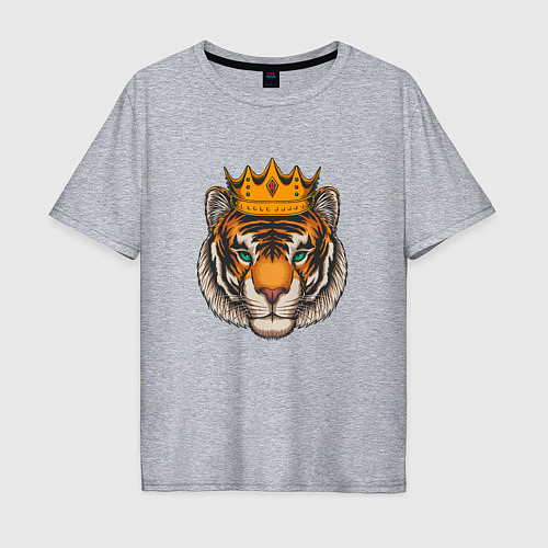 Мужская футболка оверсайз Тигр в короне Tiger in the crown / Меланж – фото 1