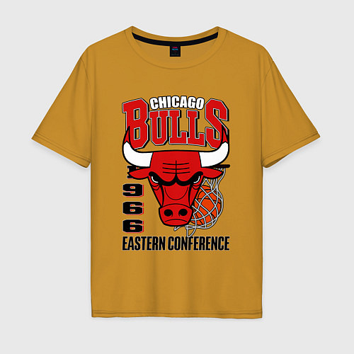 Мужская футболка оверсайз Chicago Bulls NBA / Горчичный – фото 1