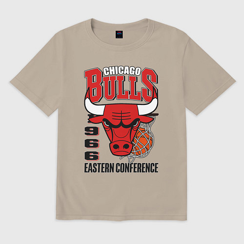Мужская футболка оверсайз Chicago Bulls NBA / Миндальный – фото 1