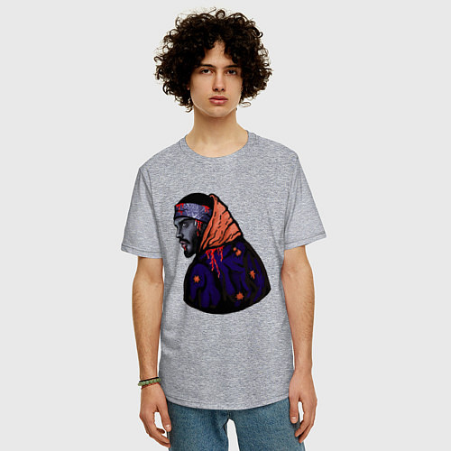 Мужская футболка оверсайз Опасный Многознаал / Меланж – фото 3