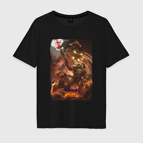 Мужская футболка оверсайз Doom Eternal Poster / Черный – фото 1