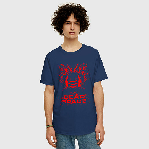 Мужская футболка оверсайз DEAD SPACE АЙЗЕК КЛАРК / Тёмно-синий – фото 3