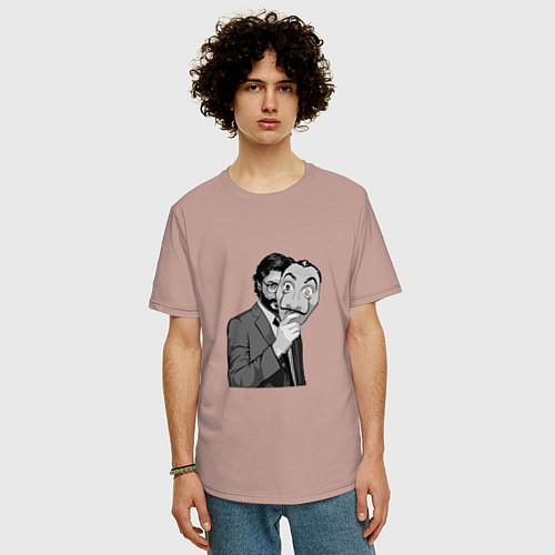 Мужская футболка оверсайз Mask Professor / Пыльно-розовый – фото 3