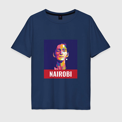 Мужская футболка оверсайз Nairobi - Money Heist / Тёмно-синий – фото 1