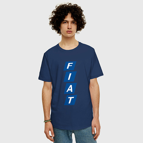 Мужская футболка оверсайз FIAT LOGO / Тёмно-синий – фото 3
