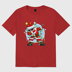 Футболка оверсайз мужская DAB SANTA CLAUS В ГЕРЛЯНДЕ, цвет: красный