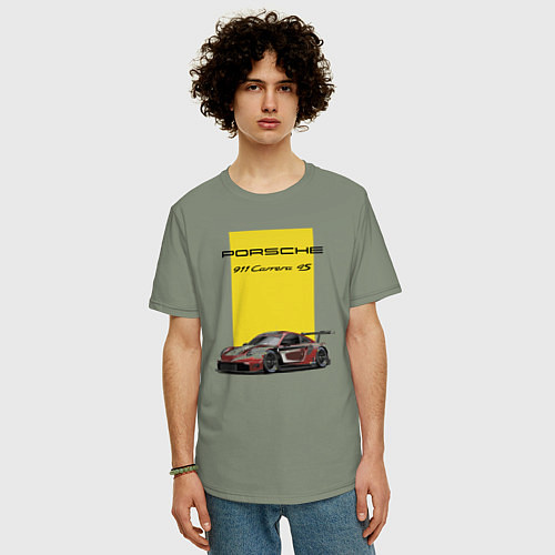 Мужская футболка оверсайз Porsche Carrera 4S Motorsport / Авокадо – фото 3