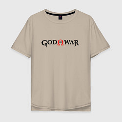 Футболка оверсайз мужская GOD OF WAR LOGO BLACK RED, цвет: миндальный