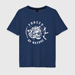 Футболка оверсайз мужская Тигр Сила природы, цвет: тёмно-синий