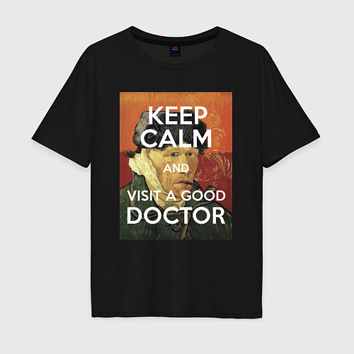 Мужская футболка оверсайз Успокойся и сходи к хорошему доктору! / Черный – фото 1