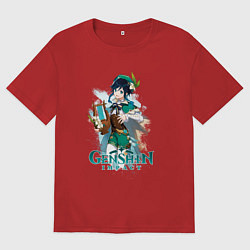 Футболка оверсайз мужская Венти Venti Genshin Impact, цвет: красный