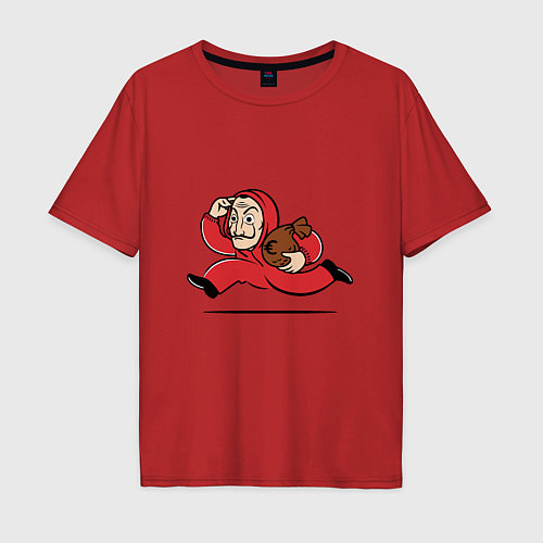 Мужская футболка оверсайз Money Run / Красный – фото 1