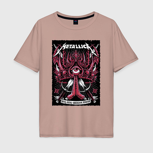 Мужская футболка оверсайз Metallica - Royal Arena Denmark / Пыльно-розовый – фото 1