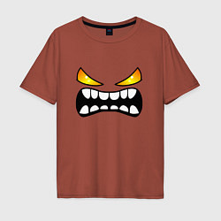 Футболка оверсайз мужская Geometry Dash: Demon Face, цвет: кирпичный
