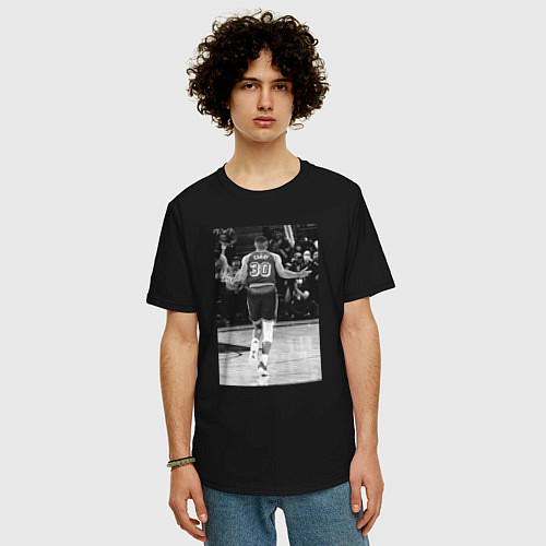 Мужская футболка оверсайз Стефен Карри, живое фото / Черный – фото 3