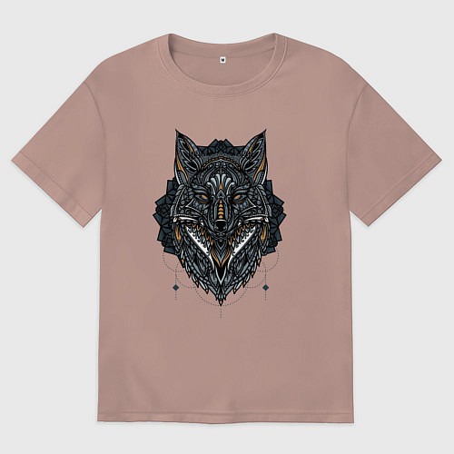 Мужская футболка оверсайз ЭТНИЧЕСКАЯ ЛИСА, АБСТРАКЦИЯ / Пыльно-розовый – фото 1