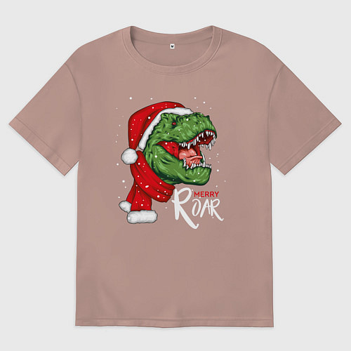 Мужская футболка оверсайз T-rex Merry Roar / Пыльно-розовый – фото 1