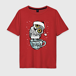 Футболка оверсайз мужская X-mas Owl, цвет: красный