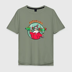 Футболка оверсайз мужская X-mas Futurama, цвет: авокадо